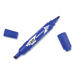 Mono Twin Bold Permanent Marker, Fine/Broad Tips, Blue, 10/Box
