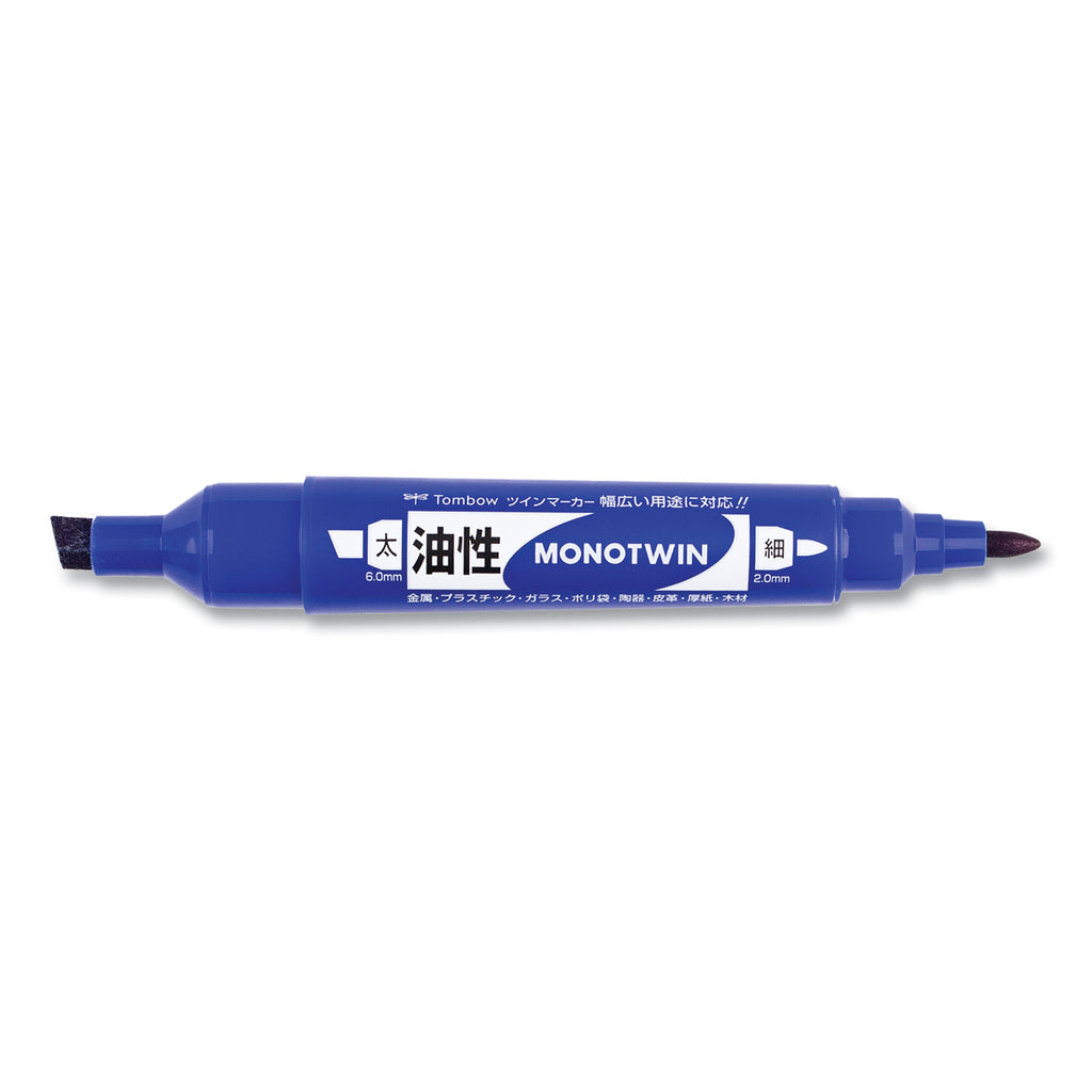 Mono Twin Bold Permanent Marker, Fine/Broad Tips, Blue, 10/Box