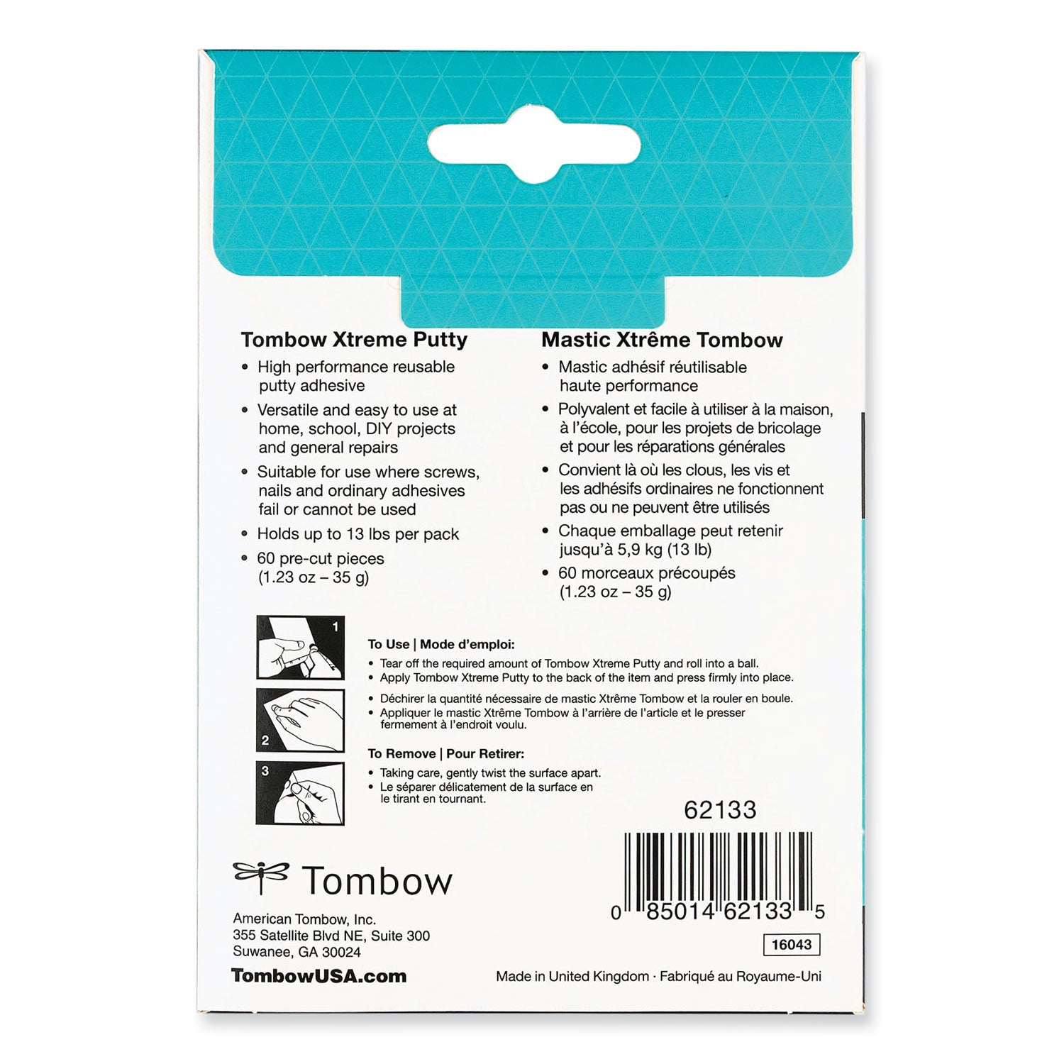Xtreme Putty, Removable and Reusable, 1.23 oz, 60/Pack