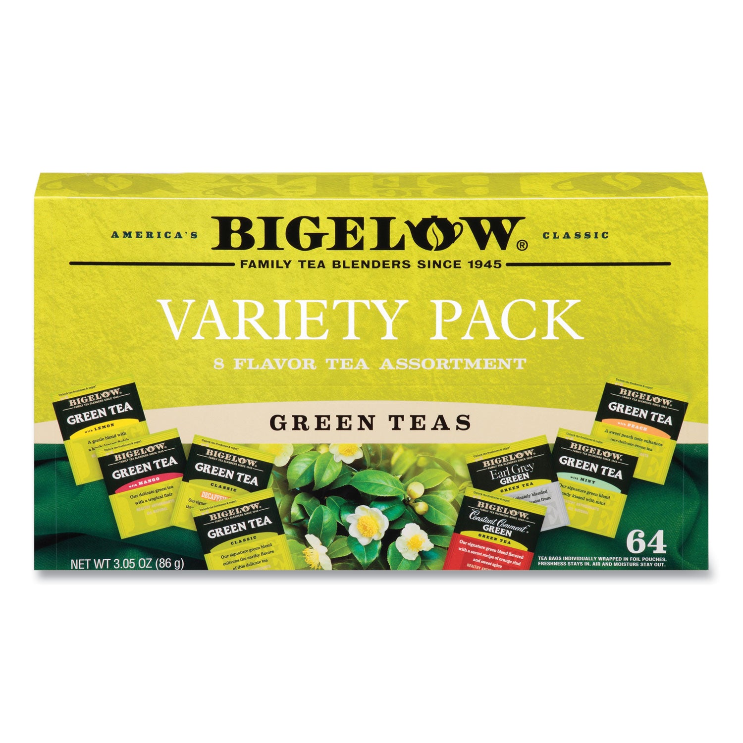 green-tea-assortment-individually-wrapped-eight-flavors-64-tea-bags-box_btc30568 - 2