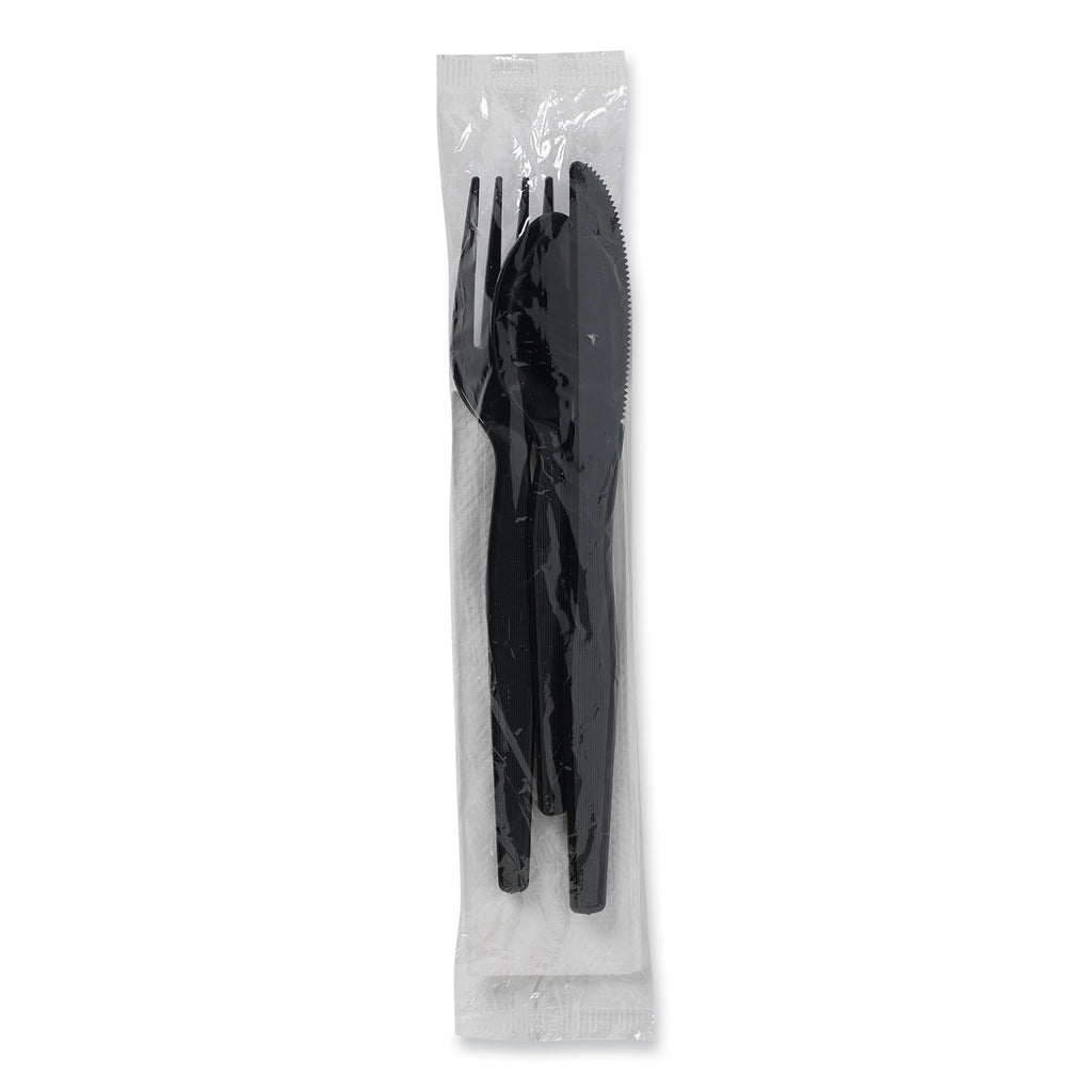 Individually Wrapped Heavyweight Cutlery Set, Fork/Knife/Spoon/Napkin, 250/Carton