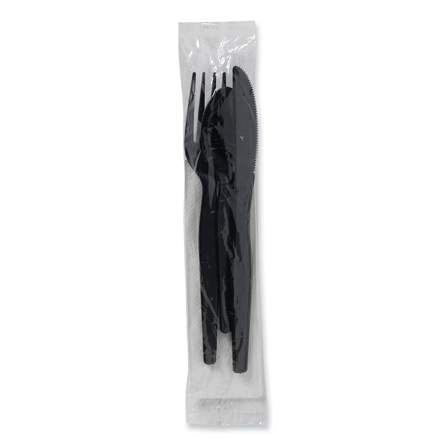 Individually Wrapped Heavyweight Cutlery Set, Fork/Knife/Spoon/Napkin, 250/Carton