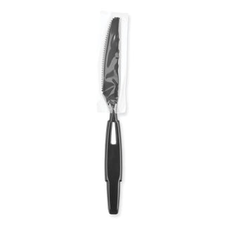 SmartStock Wrapped Heavy-Weight Cutlery Refill, Knife, Black, 960/Carton