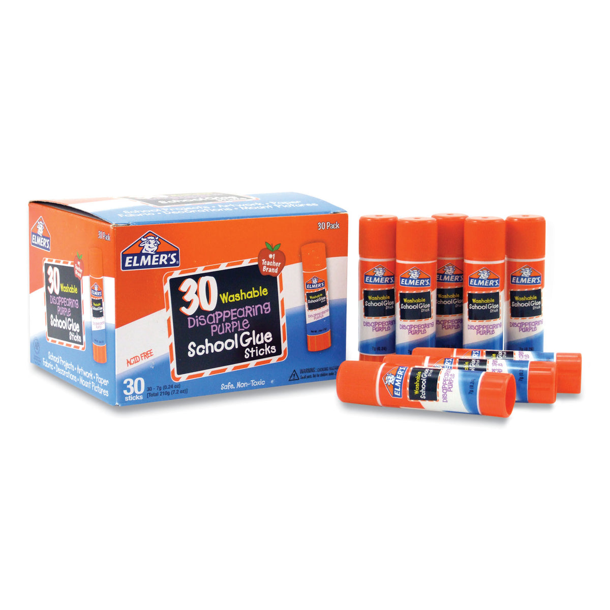 Disappearing Purple School Glue Stick, 0.24 oz, Dries Clear, 30/Box