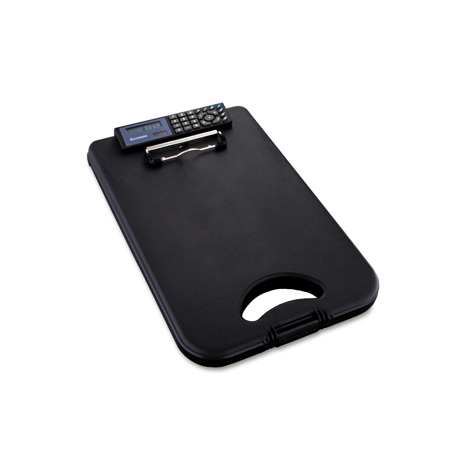 DeskMate II with Calculator, 0.5" Clip Capacity, Holds 8.5 x 11 Sheets, Black - 