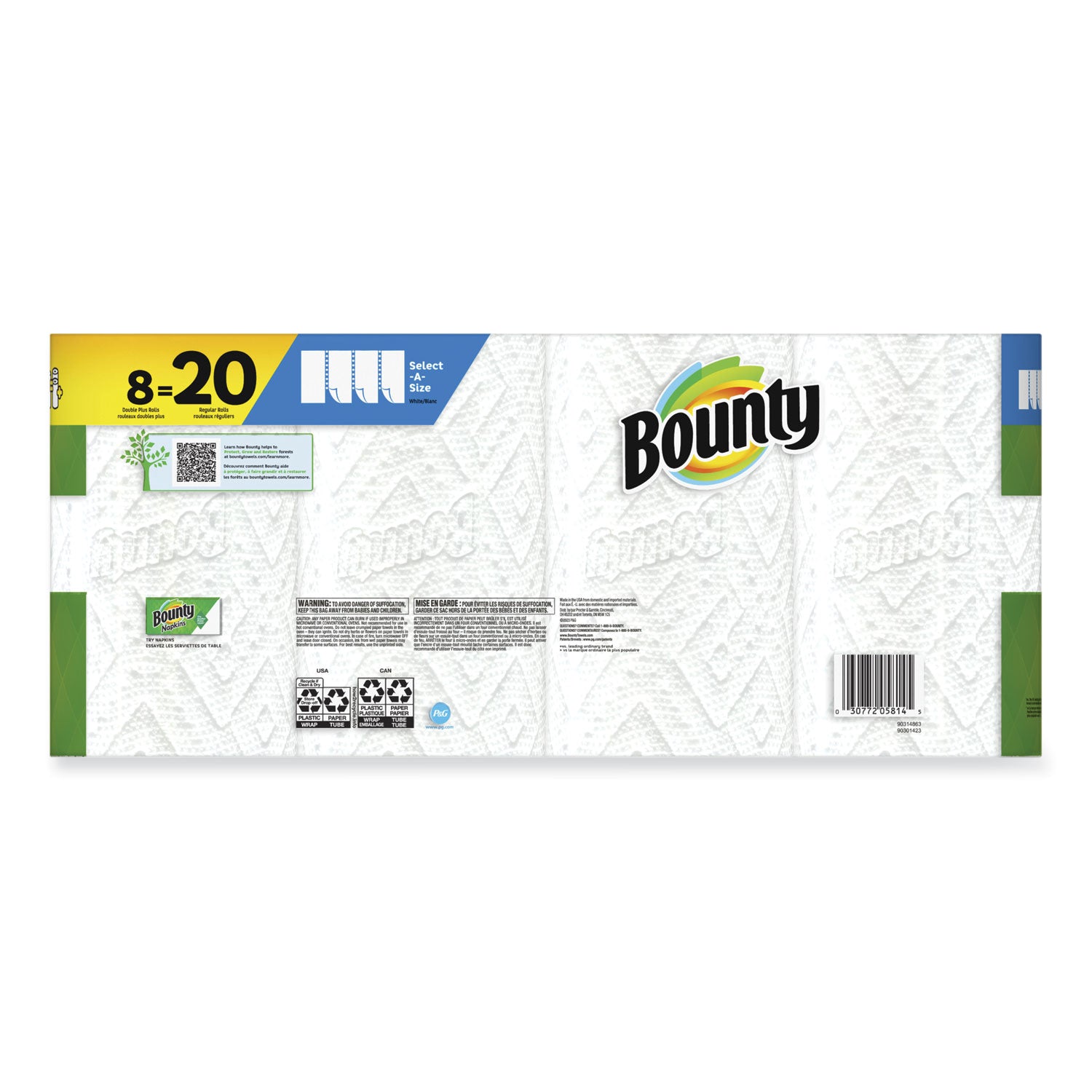 select-a-size-kitchen-roll-paper-towels-2-ply-59-x-11-white-113-sheets-double-plus-roll-8-rolls-pack_pgc05814 - 2
