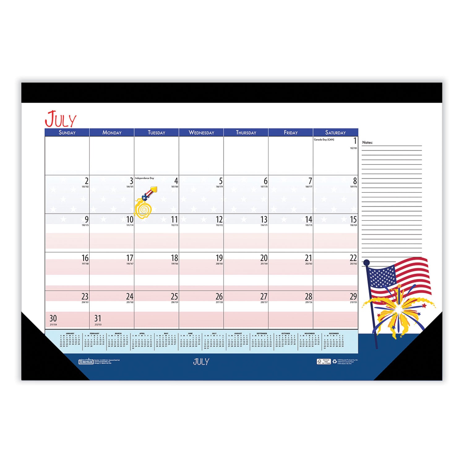 recycled-academic-year-desk-pad-calendar-illustrated-seasons-artwork-22-x-17-black-binding-12-month-july-june-2023-24_hod1395 - 1