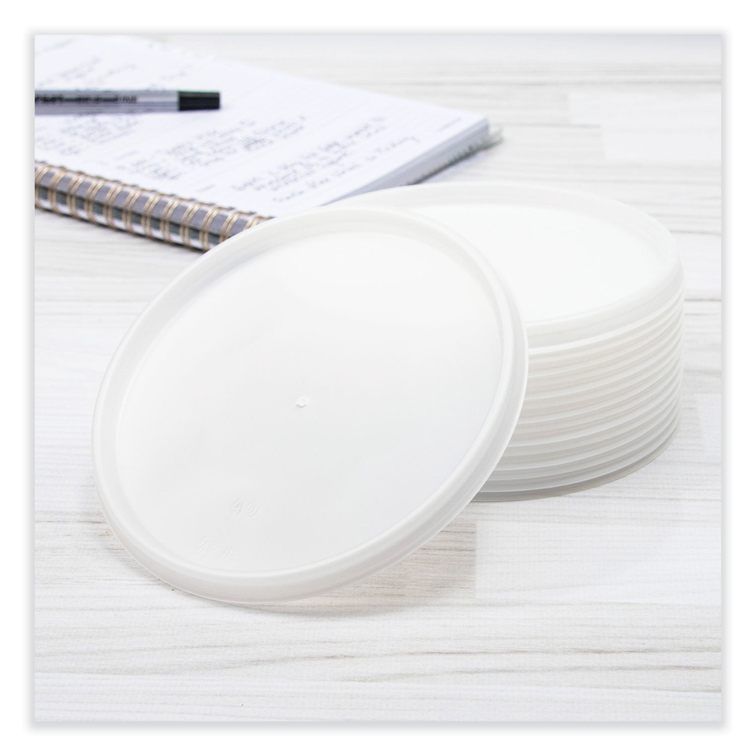 Plastic Lids for Foam Cups, Bowls and Containers, Vented, Fits 12-60 oz, Translucent, 100/Pack, 10 Packs/Carton