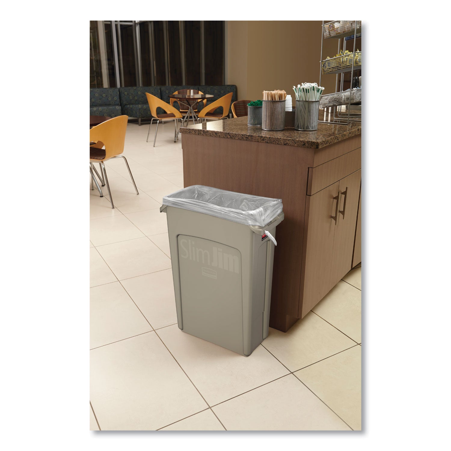 Rubbermaid Commercial Slim Jim Vented Container - 16 gal Capacity - Rectangular - Durable, Vented, Sturdy, Weather Resistant, Handle, Lightweight - 25" Height x 11" Width - Plastic - Gray - 4 / Carton