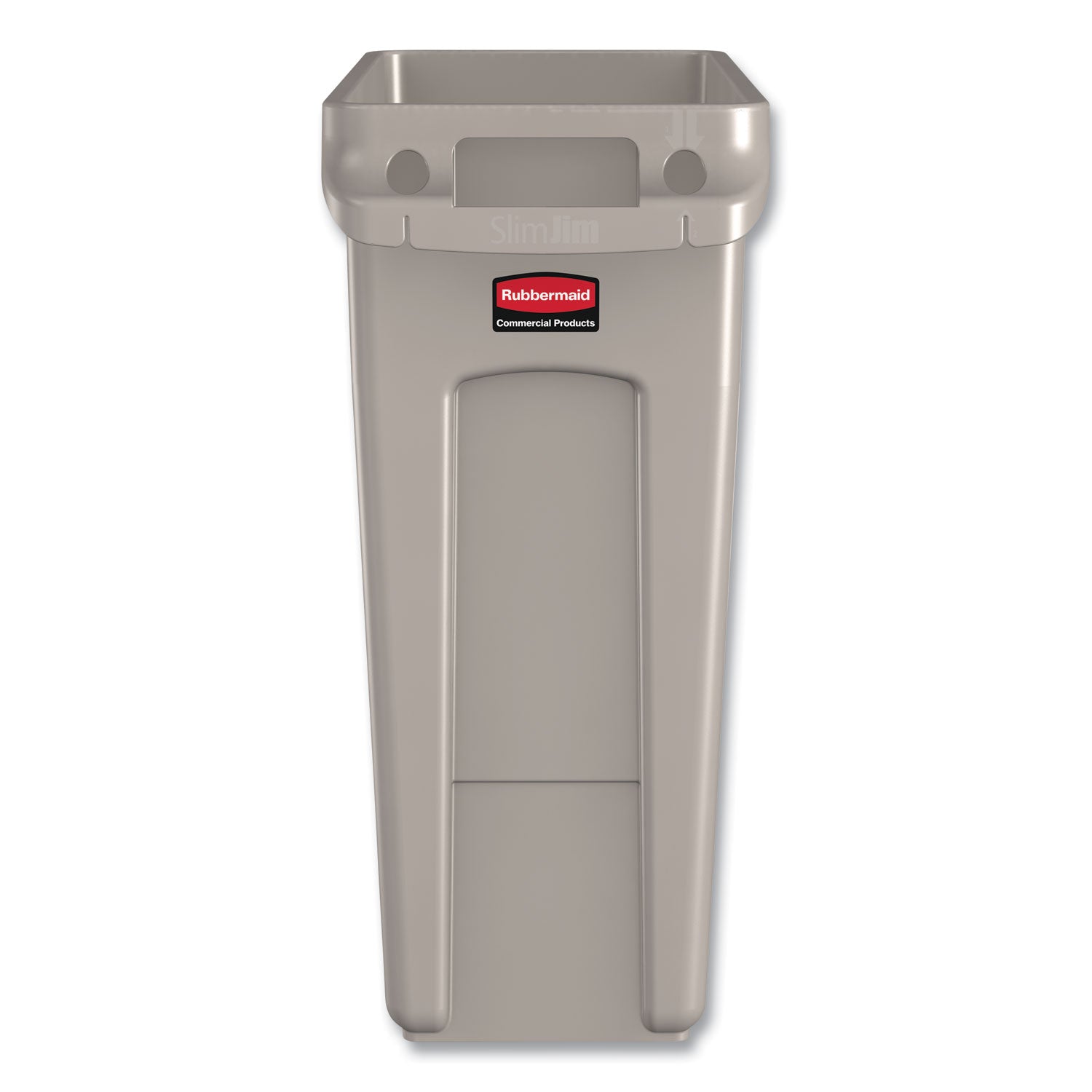 Rubbermaid Commercial Slim Jim Vented Container - 16 gal Capacity - Rectangular - Durable, Vented, Sturdy, Weather Resistant, Handle, Lightweight - 25" Height x 11" Width - Plastic - Gray - 4 / Carton