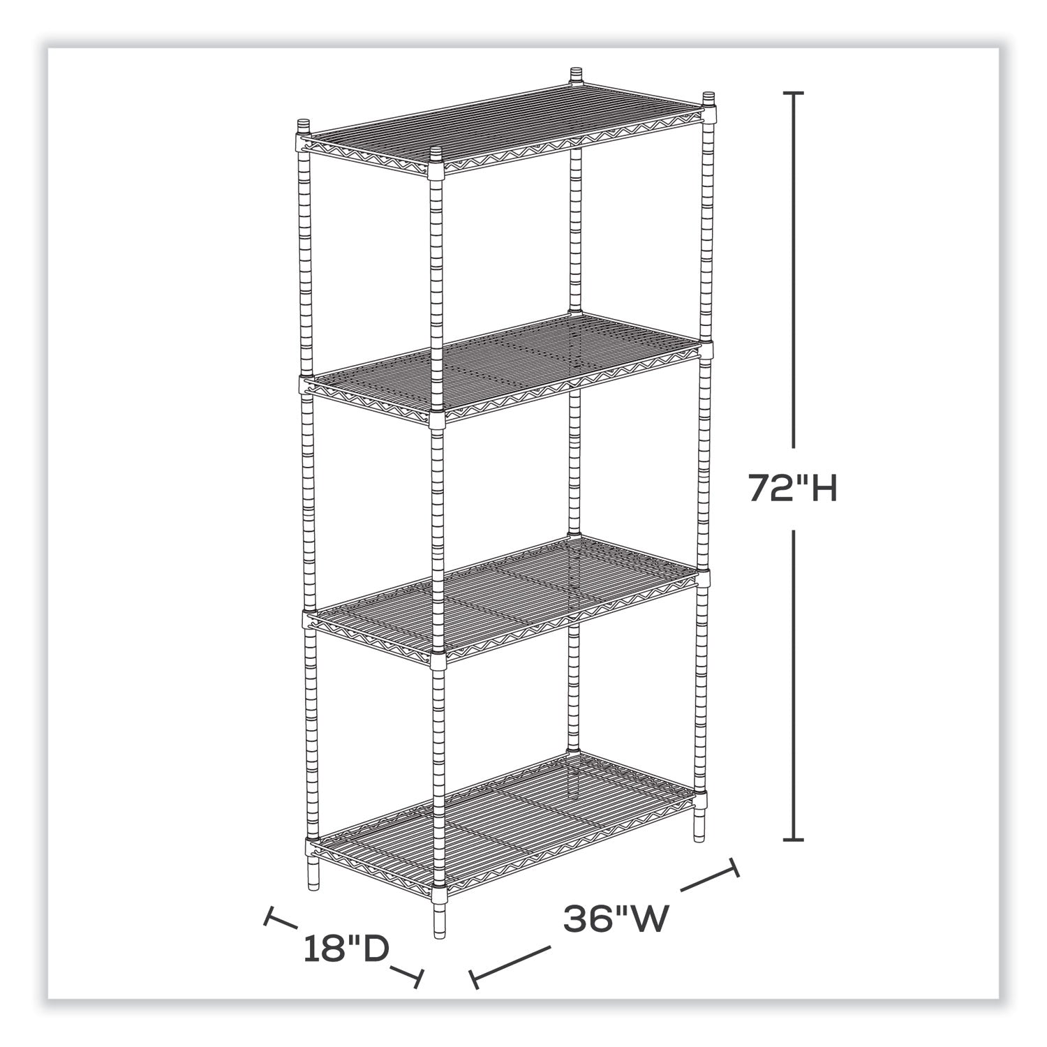 industrial-wire-shelving-four-shelf-36w-x-18d-x-72h-metallic-gray-ships-in-1-3-business-days_saf5285gr - 2