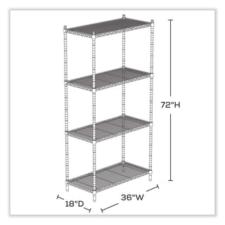 Industrial Wire Shelving, Four-Shelf, 36w x 18d x 72h, Metallic Gray, Ships in 1-3 Business Days