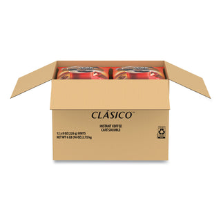 Clasico Dark Roast Instant Coffee, 8 oz, 12/Carton