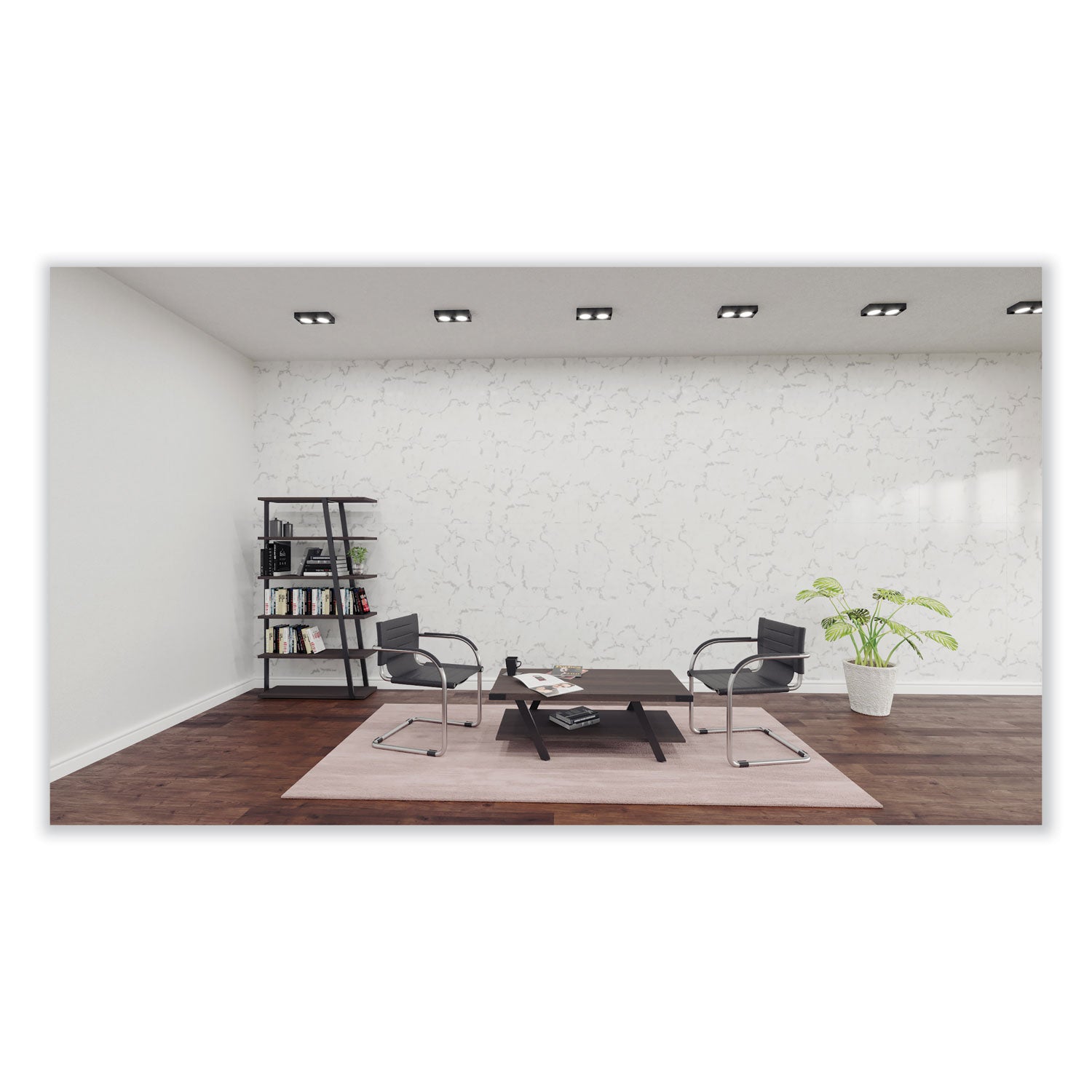 Safco Mirella Coffee Table - 48" x 23.8"16" , 1.6" Table Top - 1 Shelve(s) - Material: Laminate, Medium Density Fiberboard (MDF) - Finish: Southern Tobacco, Powder Coated