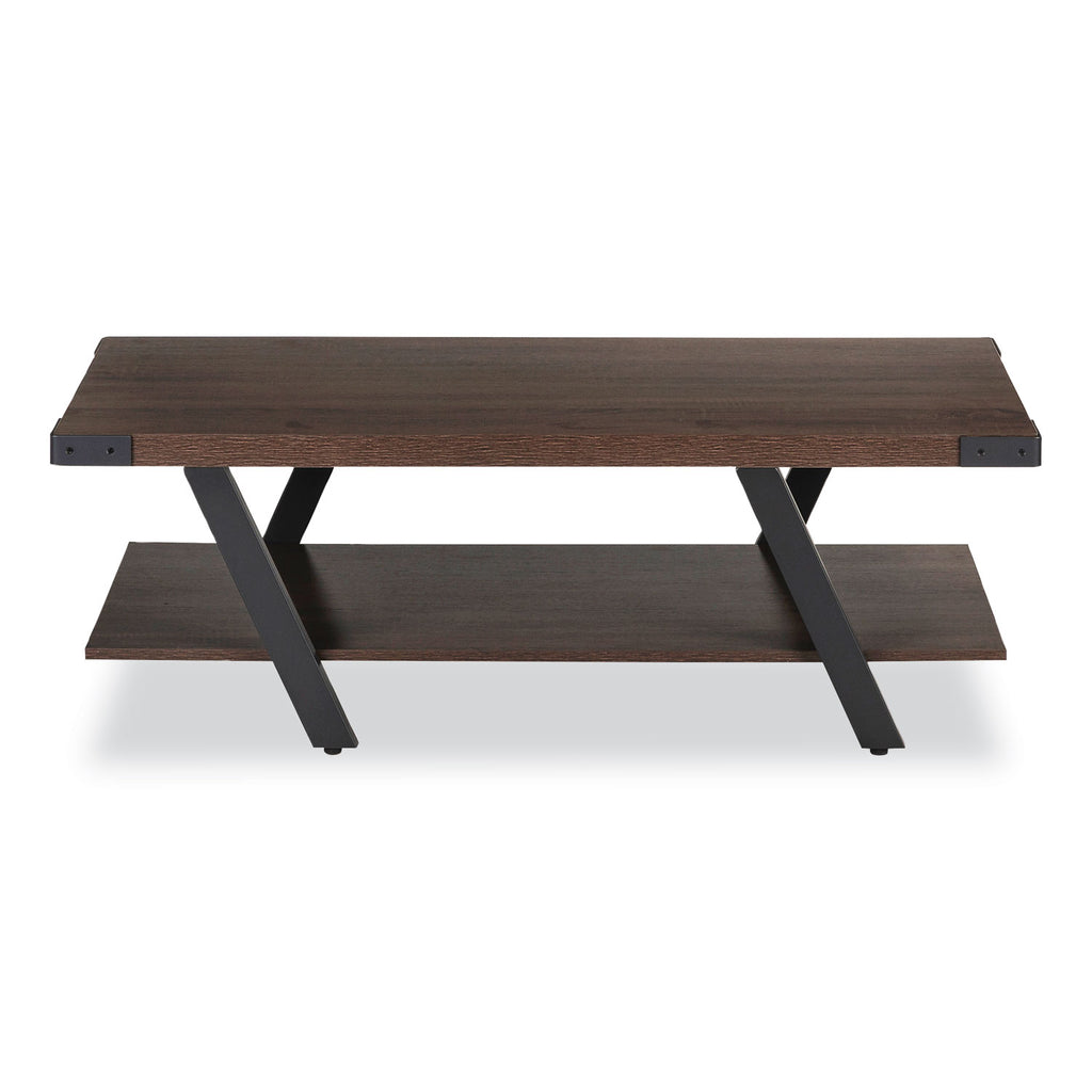 Safco Mirella Coffee Table - 48" x 23.8"16" , 1.6" Table Top - 1 Shelve(s) - Material: Laminate, Medium Density Fiberboard (MDF) - Finish: Southern Tobacco, Powder Coated