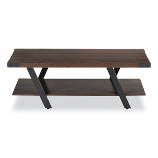Safco Mirella Coffee Table - 48" x 23.8"16" , 1.6" Table Top - 1 Shelve(s) - Material: Laminate, Medium Density Fiberboard (MDF) - Finish: Southern Tobacco, Powder Coated