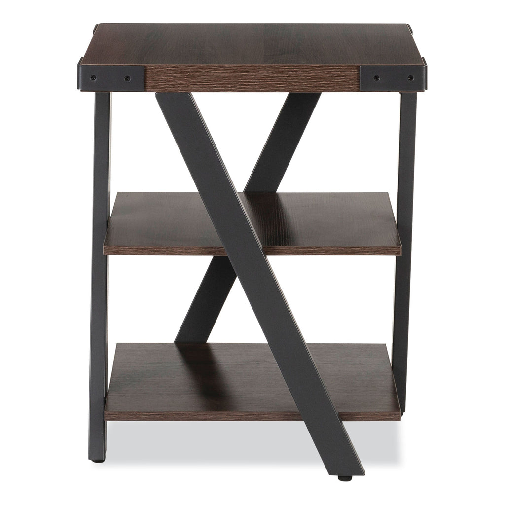Safco Mirella End Table - 20" x 20"25" , 1.6" Table Top - 3 Shelve(s) - Material: Laminate, Medium Density Fiberboard (MDF) - Finish: Southern Tobacco, Powder Coated