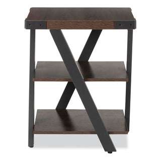 Safco Mirella End Table - 20" x 20"25" , 1.6" Table Top - 3 Shelve(s) - Material: Laminate, Medium Density Fiberboard (MDF) - Finish: Southern Tobacco, Powder Coated