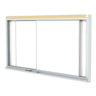 Horizontal Sliding Porcelain Magnetic Whiteboard, 120 x 48, White Surface, Satin Aluminum Frame, Ships in 7-10 Business Days