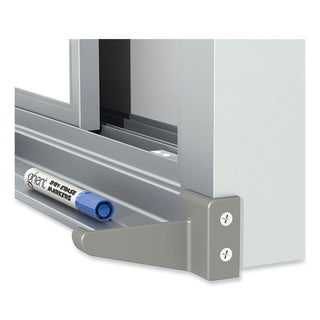 Horizontal Sliding Porcelain Magnetic Whiteboard, 120 x 48, White Surface, Satin Aluminum Frame, Ships in 7-10 Business Days