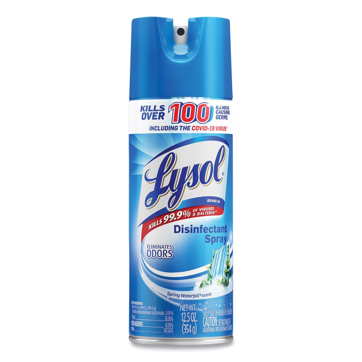 Disinfectant Spray, Spring Waterfall, Liquid, 12.5 oz Aerosol Spray, 12/Carton