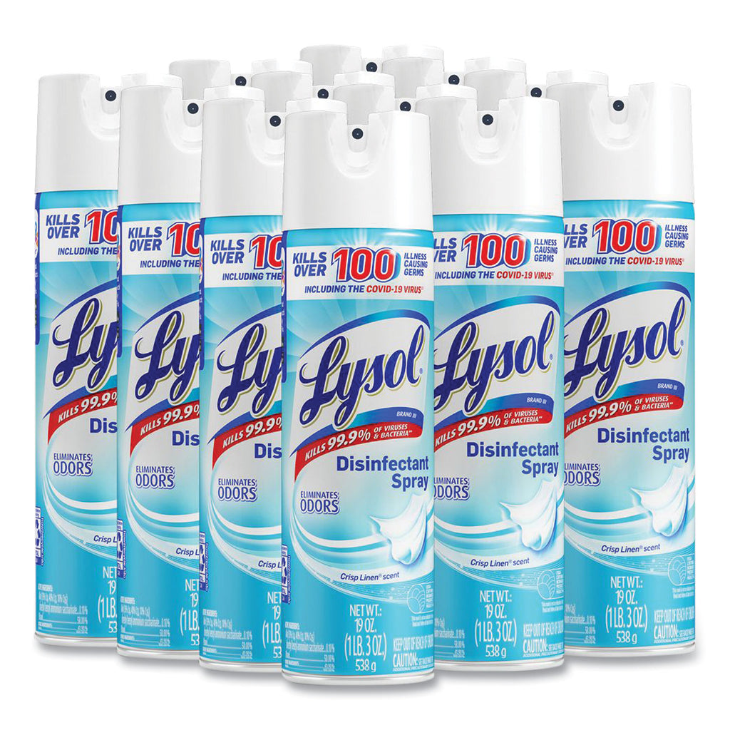 Disinfectant Spray, Crisp Linen, 19 oz Aerosol Spray, 12/Carton