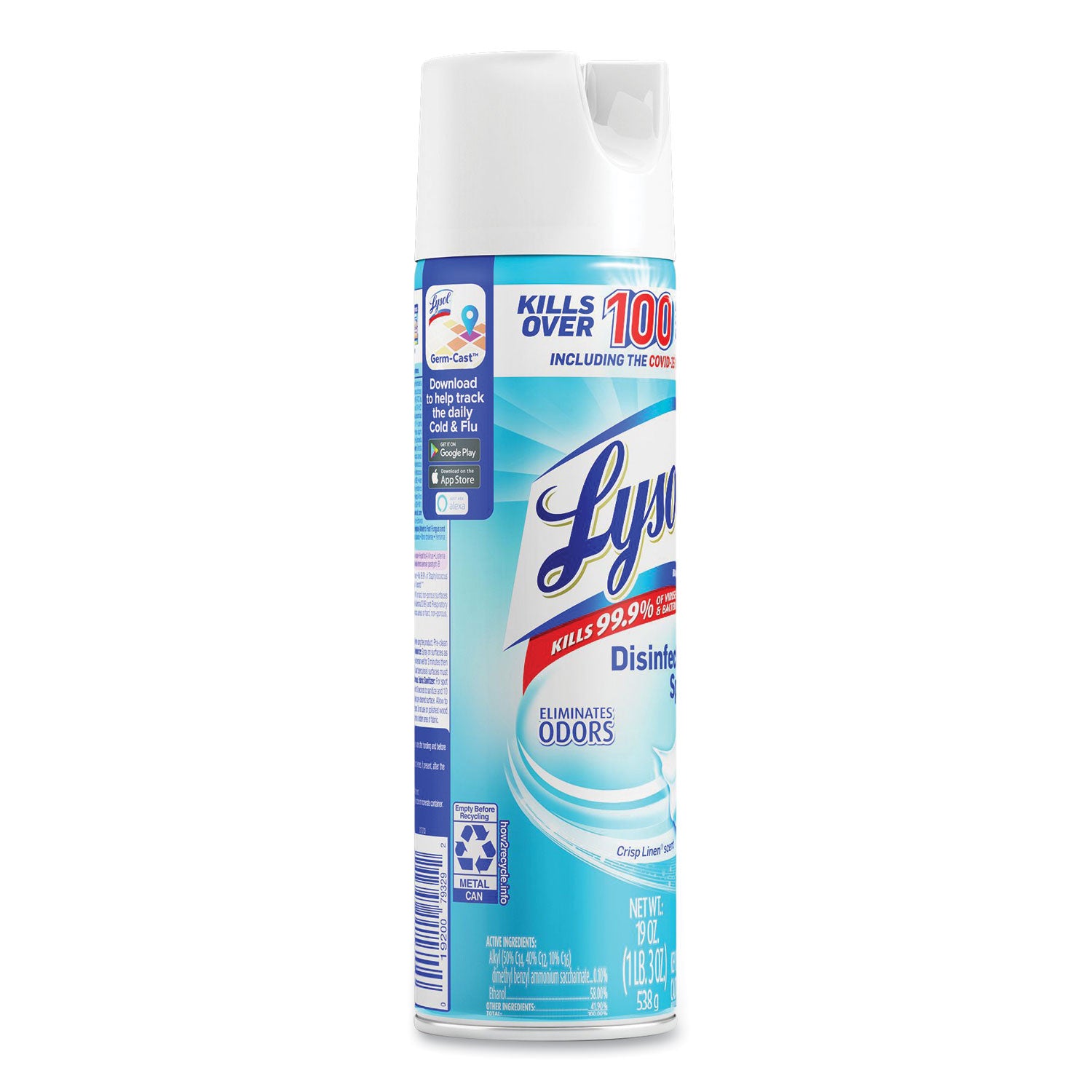 Disinfectant Spray, Crisp Linen Scent, 19 oz Aerosol Spray - 3