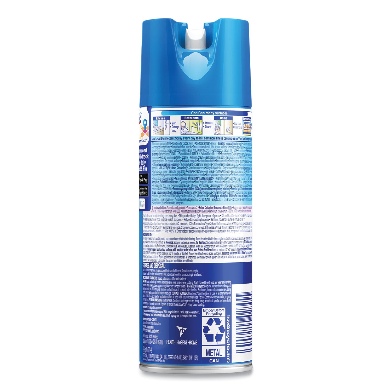 Disinfectant Spray, Spring Waterfall, Liquid, 12.5 oz Aerosol Spray, 12/Carton - 3