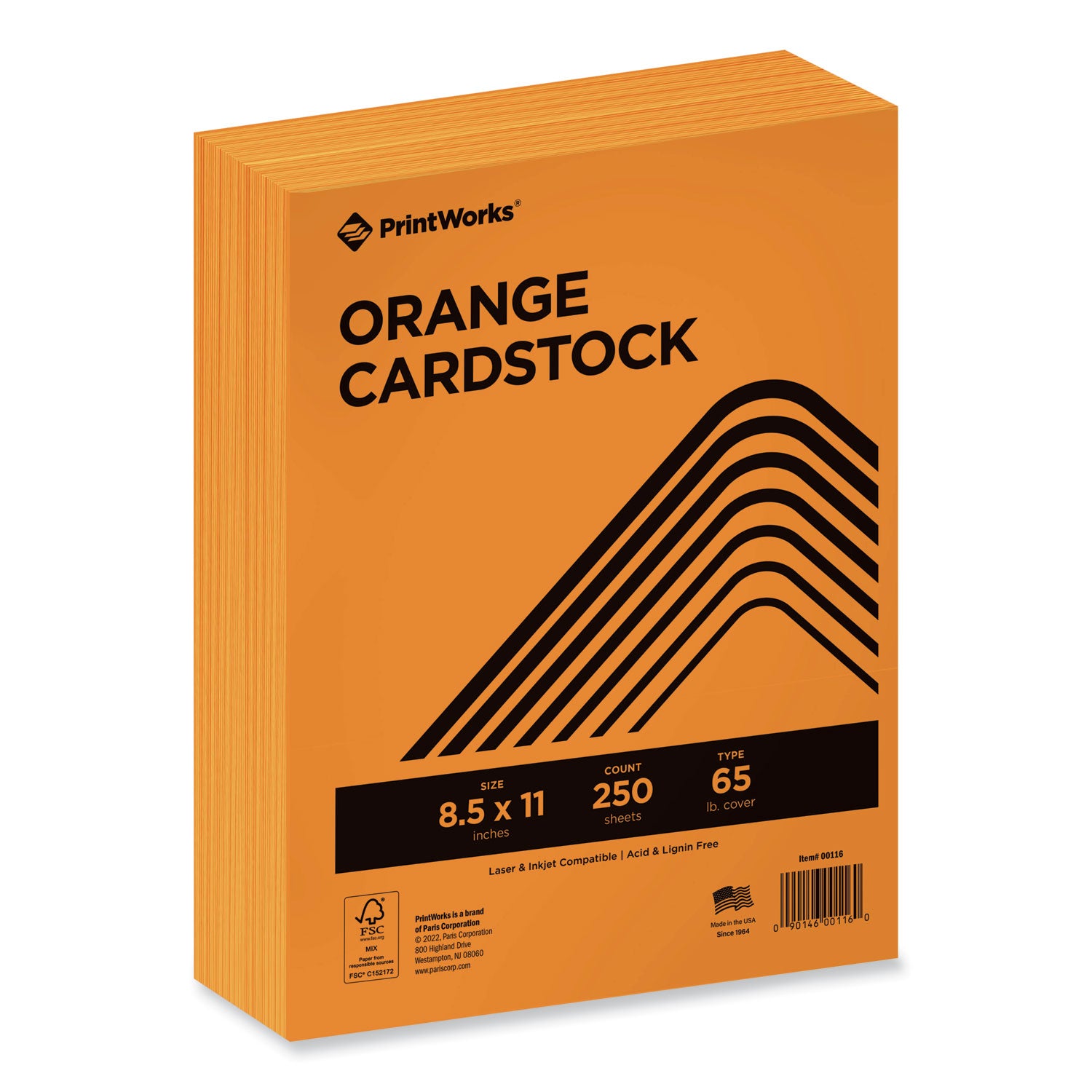 color-cardstock-65-lb-cover-weight-85-x-11-orange-250-ream_prb00116 - 1