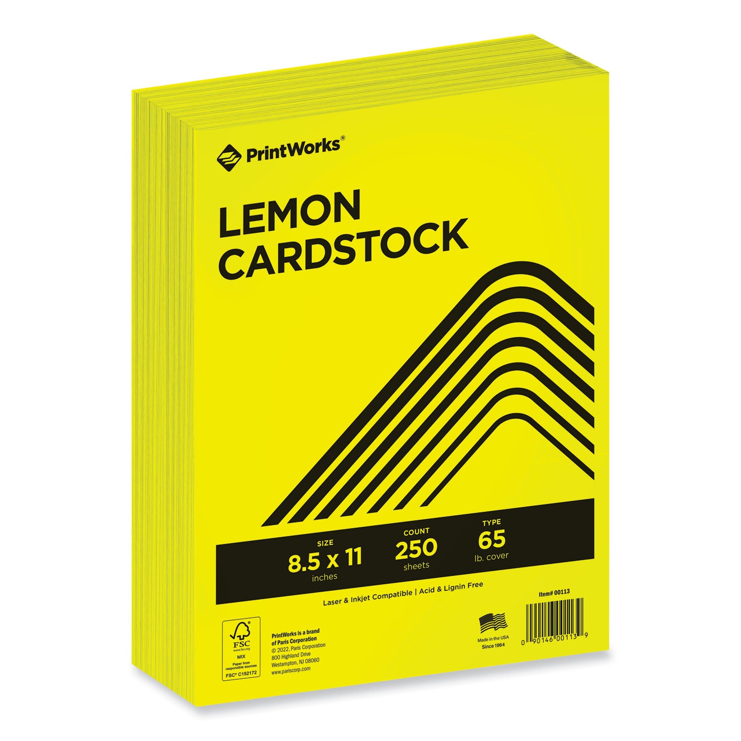 color-cardstock-65-lb-cover-weight-85-x-11-lemon-yellow-250-ream_prb00113 - 1