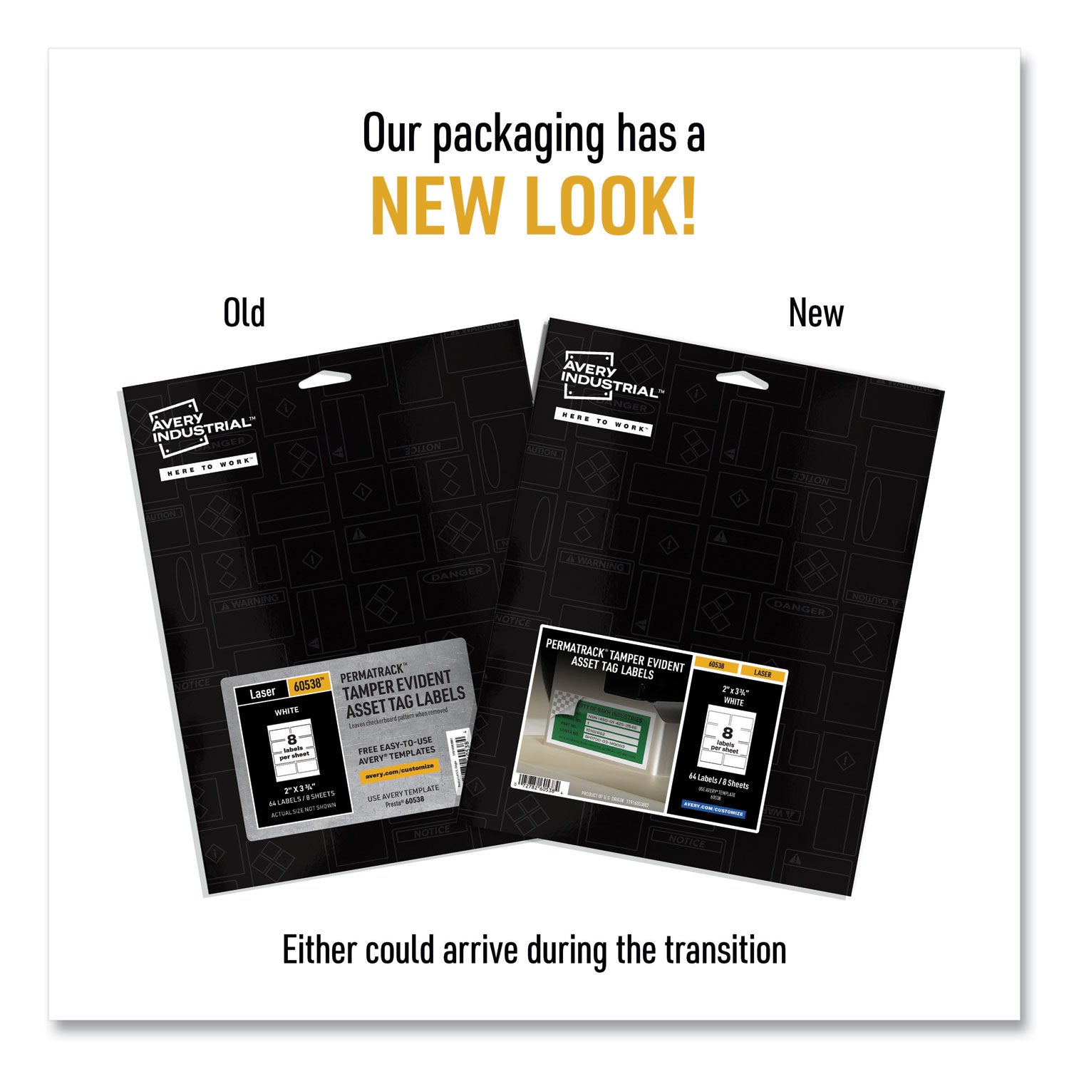 PermaTrack Tamper-Evident Asset Tag Labels, Laser Printers, 2 x 3.75, White, 8/Sheet, 8 Sheets/Pack