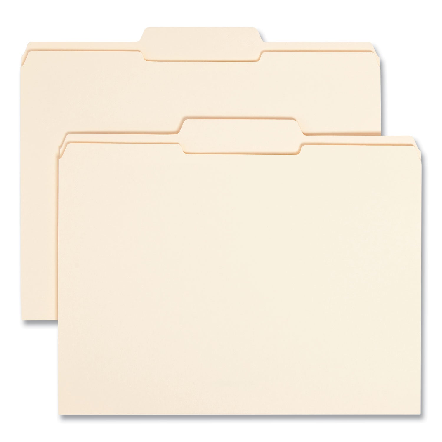 Reinforced Tab Manila File Folders, 1/3-Cut Tabs: Center Position, Letter Size, 0.75" Expansion, 11-pt Manila, 100/Box - 