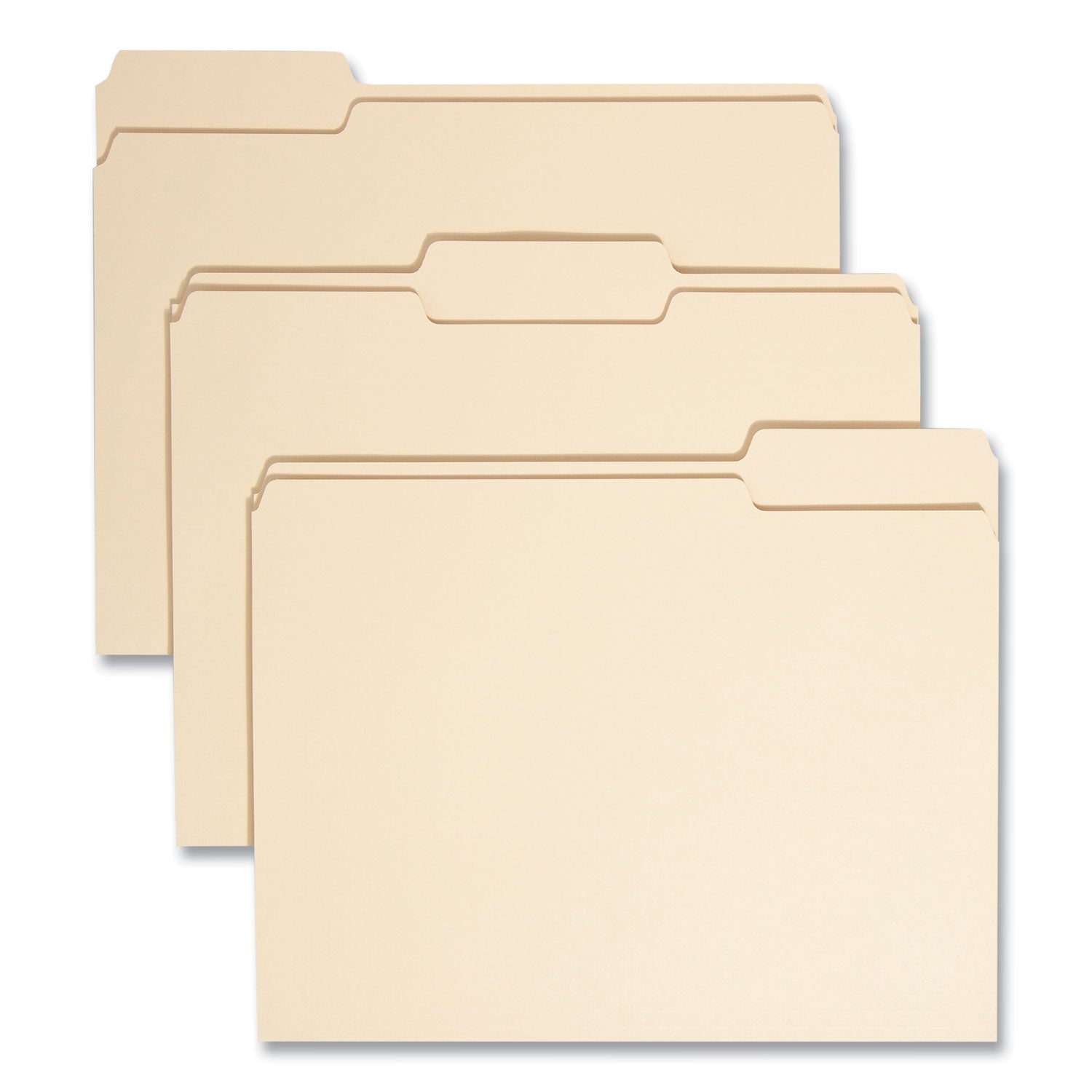 100% Recycled Manila Top Tab File Folders, 1/3-Cut Tabs: Assorted, Letter Size, 0.75" Expansion, Manila, 100/Box - 