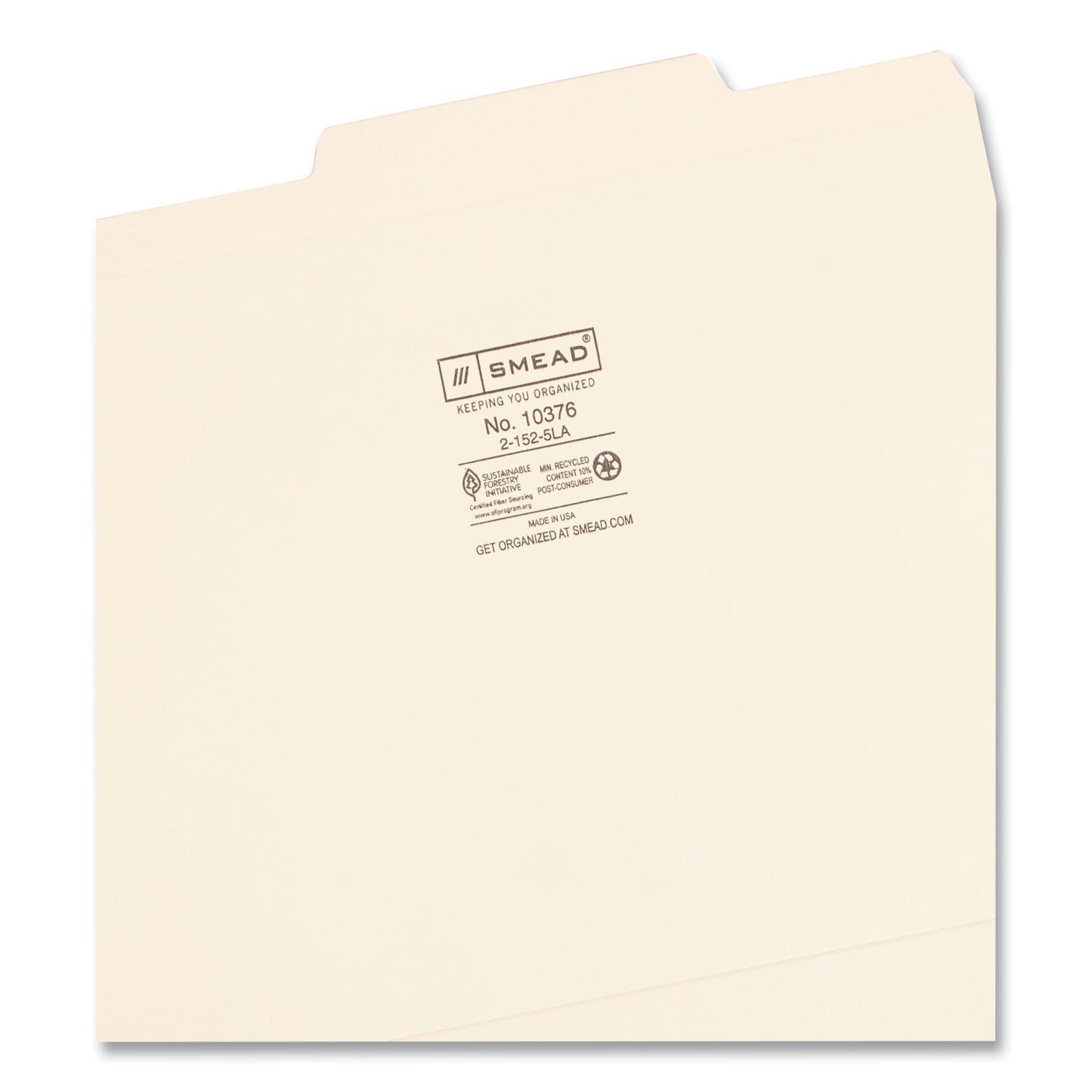 Reinforced Guide Height File Folders, 2/5-Cut Tabs: Right of Center Position, Letter Size, 0.75" Expansion, Manila, 100/Box - 