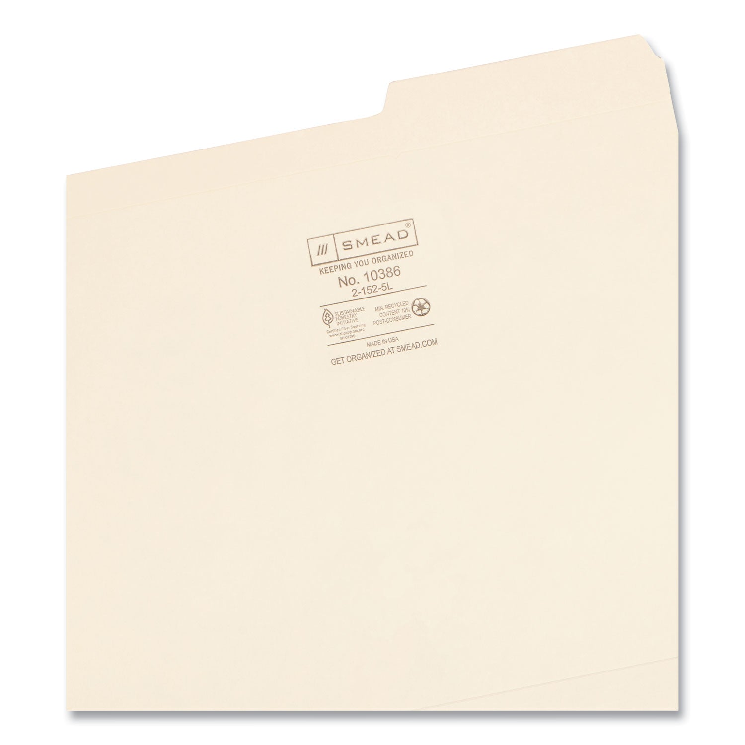Reinforced Guide Height File Folders, 2/5-Cut Tabs: Right Position, Letter Size, 0.75" Expansion, Manila, 100/Box - 