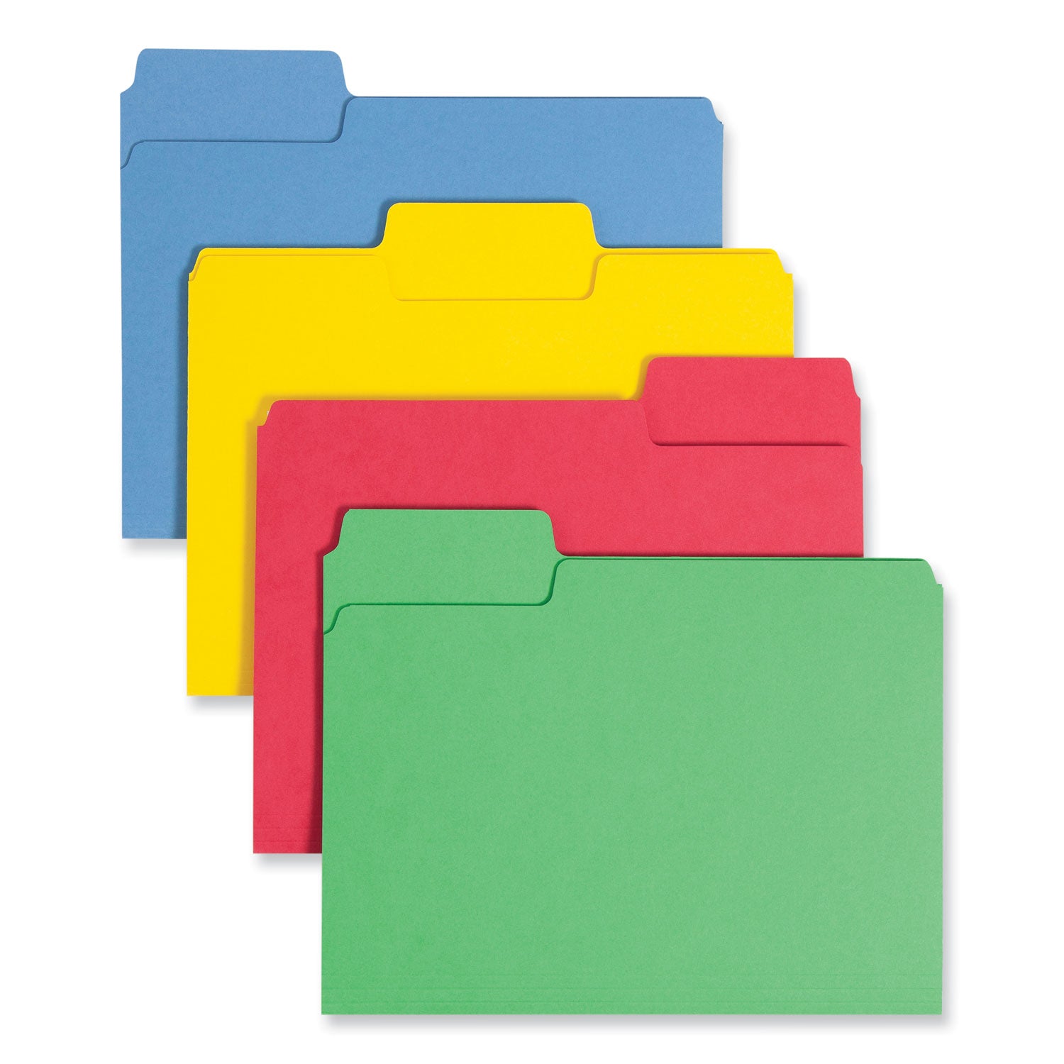 SuperTab Colored File Folders, 1/3-Cut Tabs: Assorted, Letter Size, 0.75" Expansion, 14-pt Stock, Assorted Colors, 50/Box - 