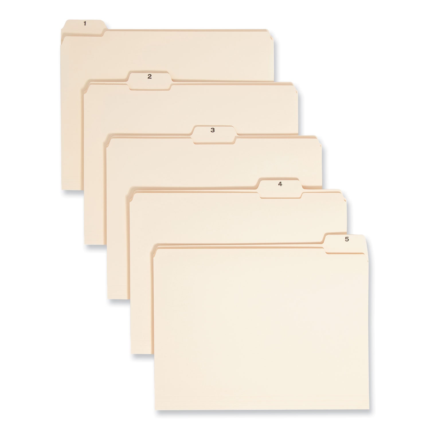 Indexed File Folder Sets, 1/5-Cut Prelabeled Tabs: 1 to 31, Letter Size, 0.75" Expansion, Manila, 31/Set - 