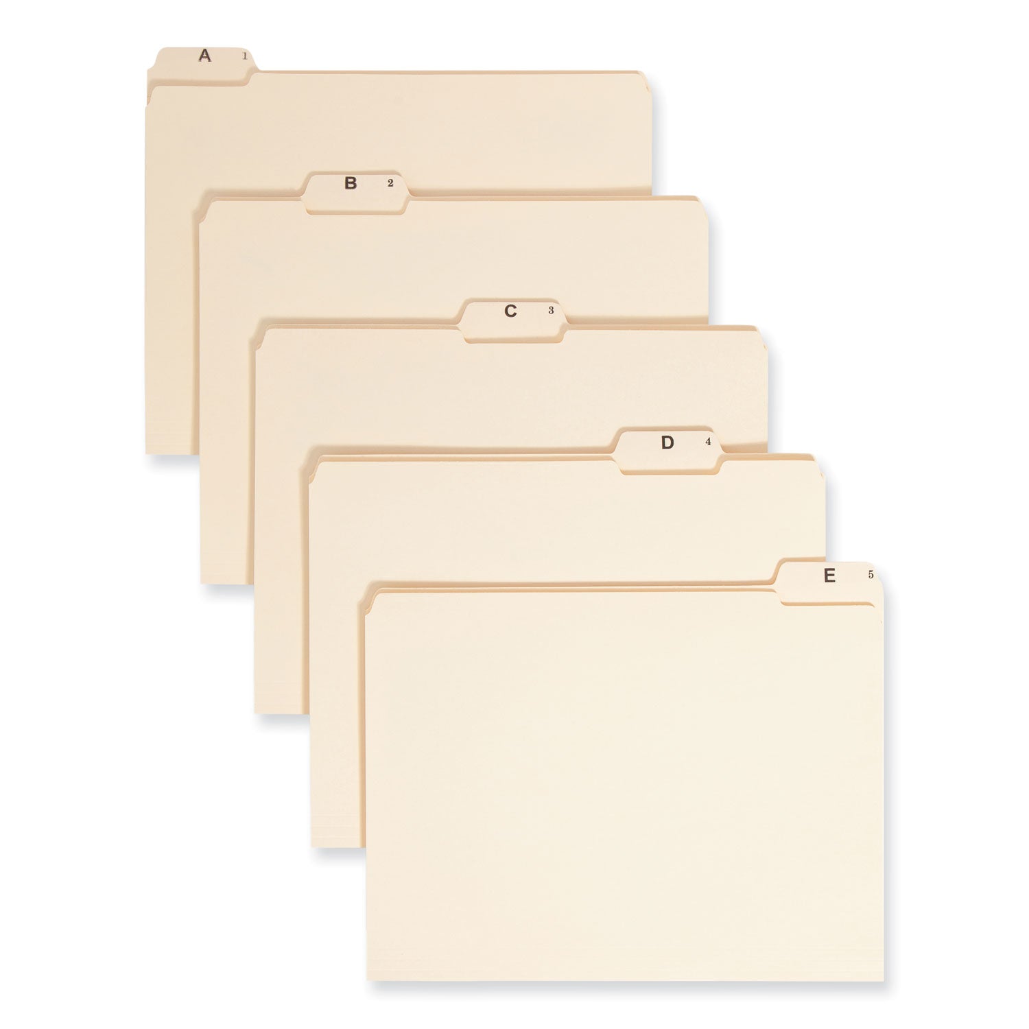 Indexed File Folder Sets, 1/5-Cut Prelabeled Tabs: A to Z, Letter Size, 0.75" Expansion, Manila, 25/Set - 