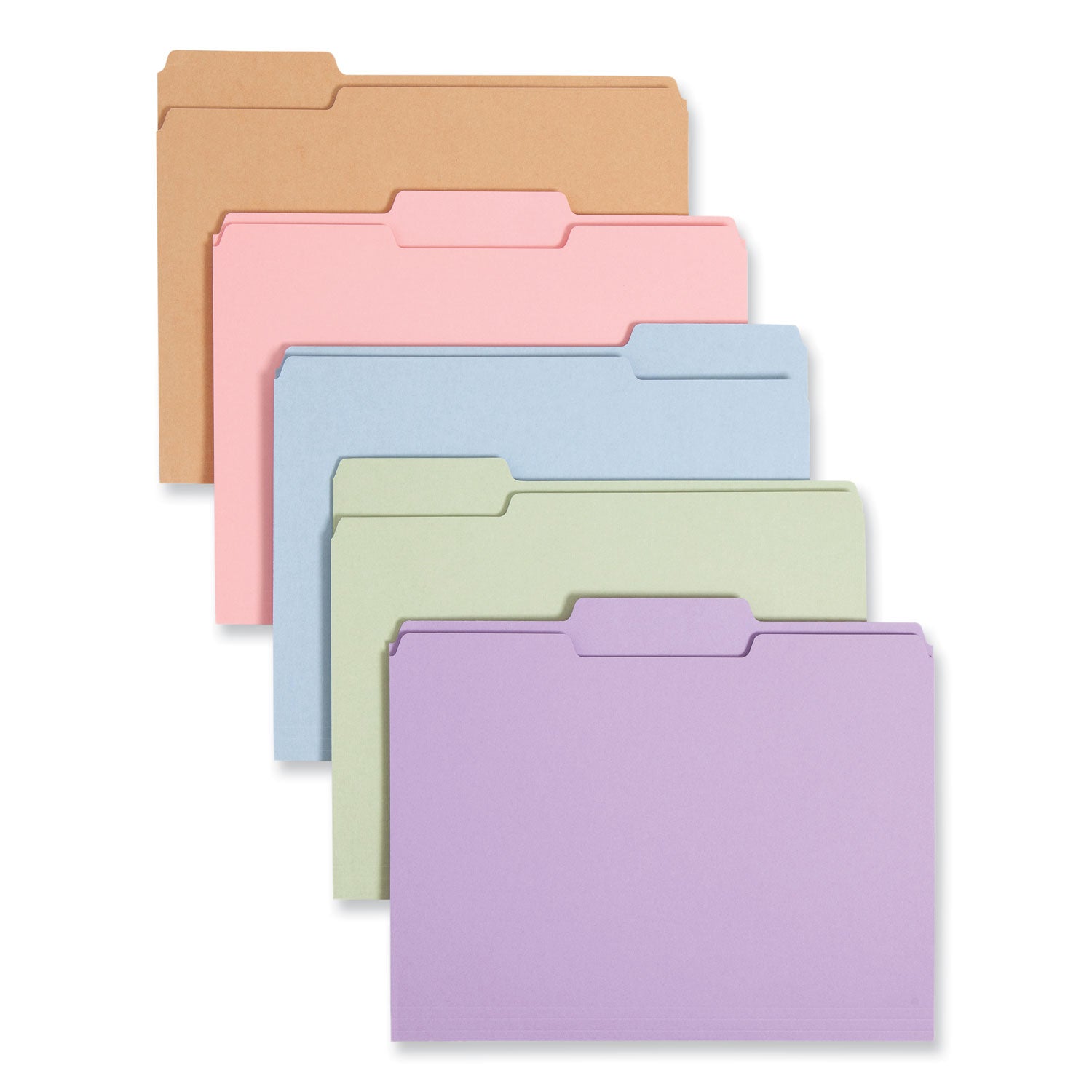 Colored File Folders, 1/3-Cut Tabs: Assorted, Letter Size, 0.75" Expansion, Assorted Colors, 100/Box - 