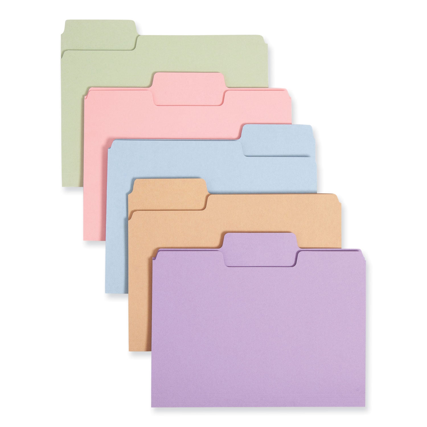 SuperTab Colored File Folders, 1/3-Cut Tabs: Assorted, Letter Size, 0.75" Expansion, 11-pt Stock, Color Assortment 2, 100/Box - 