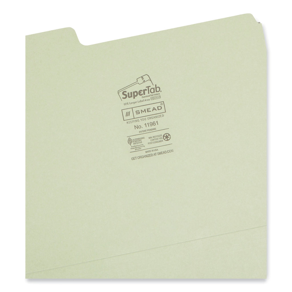 SuperTab Colored File Folders, 1/3-Cut Tabs: Assorted, Letter Size, 0.75" Expansion, 11-pt Stock, Color Assortment 2, 100/Box