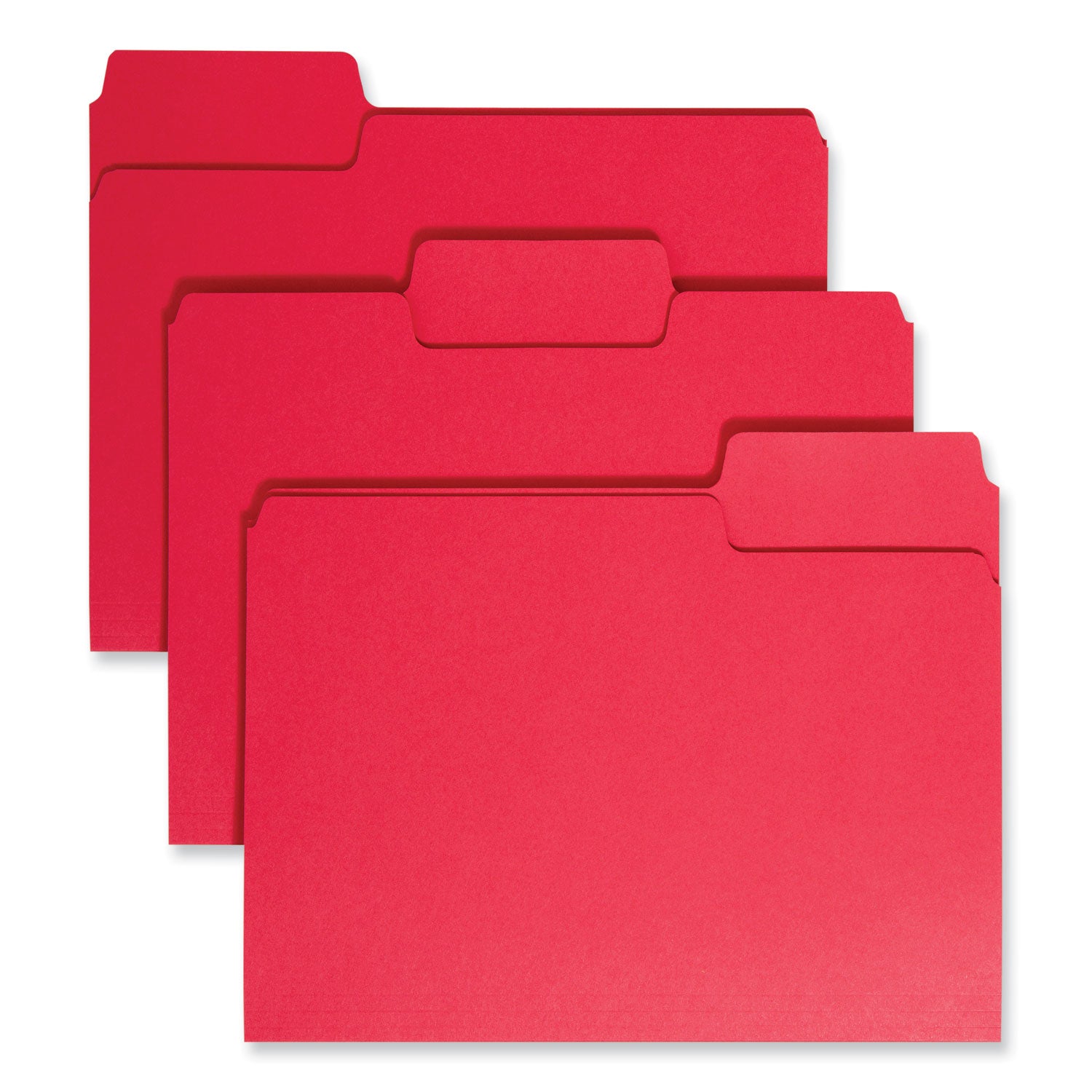 SuperTab Colored File Folders, 1/3-Cut Tabs: Assorted, Letter Size, 0.75" Expansion, 11-pt Stock, Red, 100/Box - 