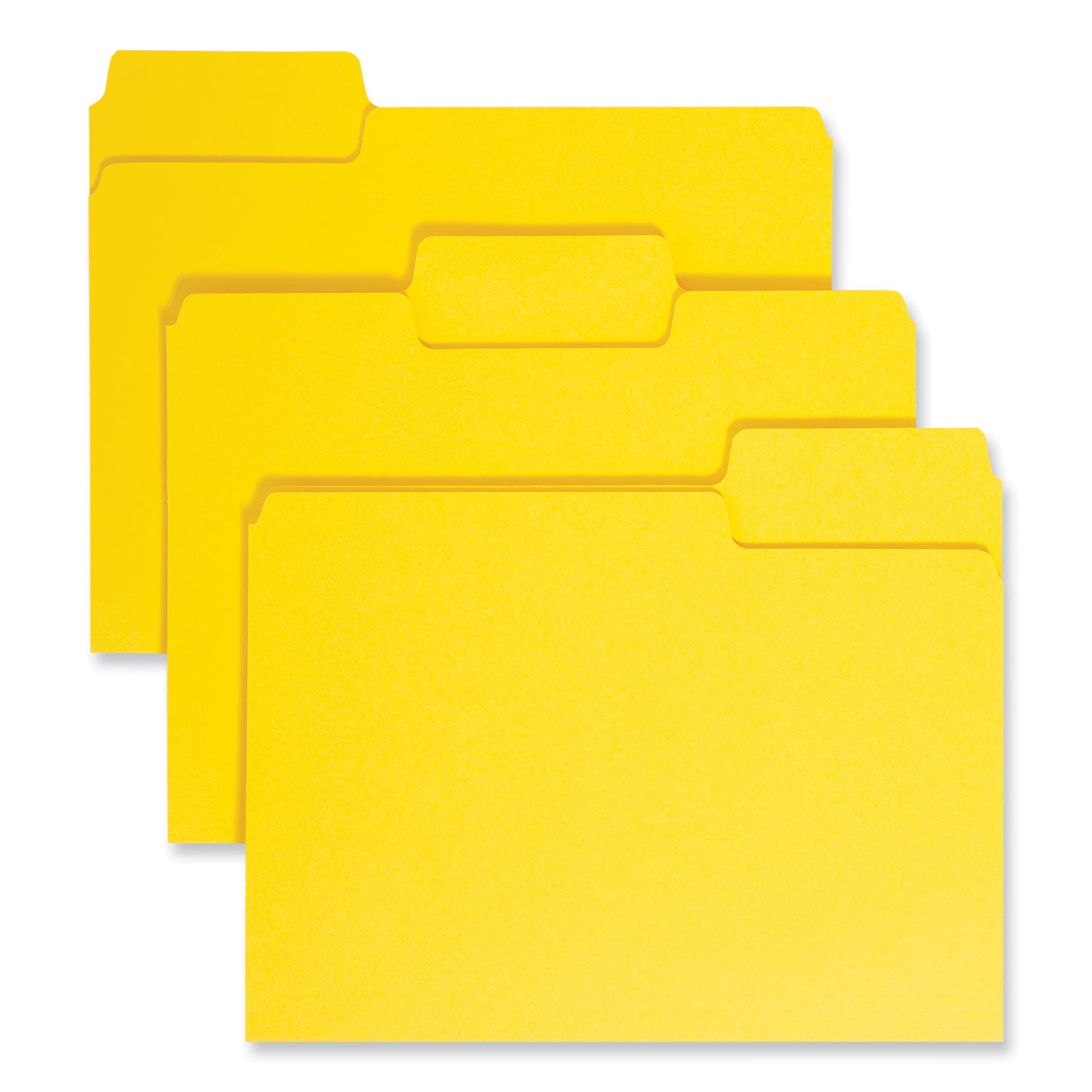 SuperTab Colored File Folders, 1/3-Cut Tabs: Assorted, Letter Size, 0.75" Expansion, 11-pt Stock, Yellow, 100/Box - 