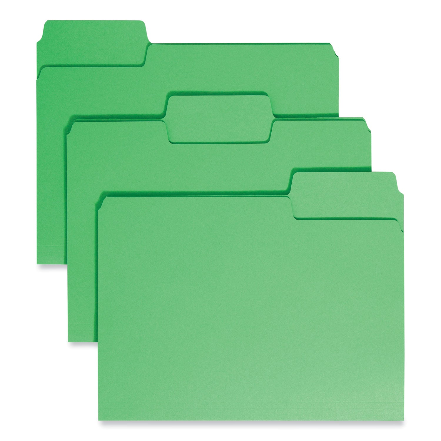 SuperTab Colored File Folders, 1/3-Cut Tabs: Assorted, Letter Size, 0.75" Expansion, 11-pt Stock, Green, 100/Box - 