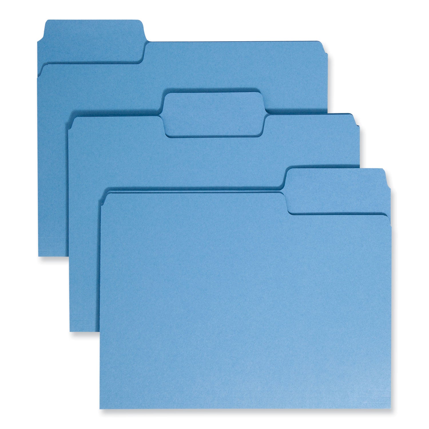 SuperTab Colored File Folders, 1/3-Cut Tabs: Assorted, Letter Size, 0.75" Expansion, 11-pt Stock, Blue, 100/Box - 