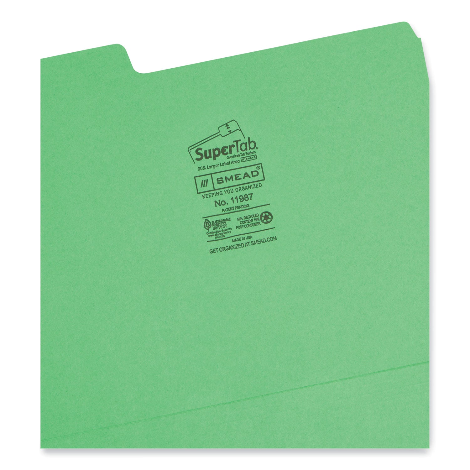 SuperTab Colored File Folders, 1/3-Cut Tabs: Assorted, Letter Size, 0.75" Expansion, 11-pt Stock, Color Assortment 1, 100/Box