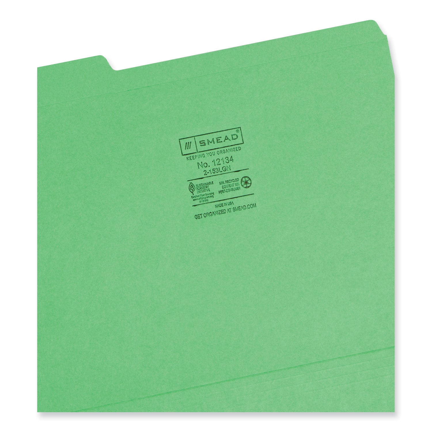 Reinforced Top Tab Colored File Folders, 1/3-Cut Tabs: Assorted, Letter Size, 0.75" Expansion, Green, 100/Box - 