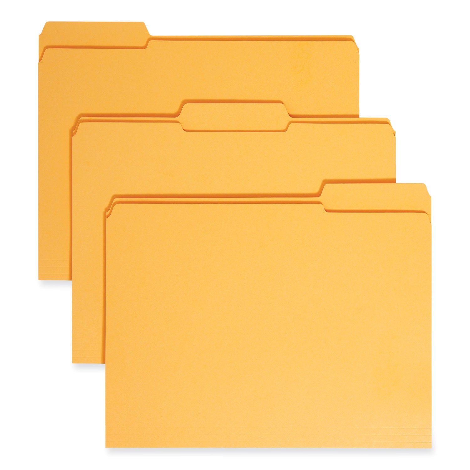 Reinforced Top Tab Colored File Folders, 1/3-Cut Tabs: Assorted, Letter Size, 0.75" Expansion, Goldenrod, 100/Box - 
