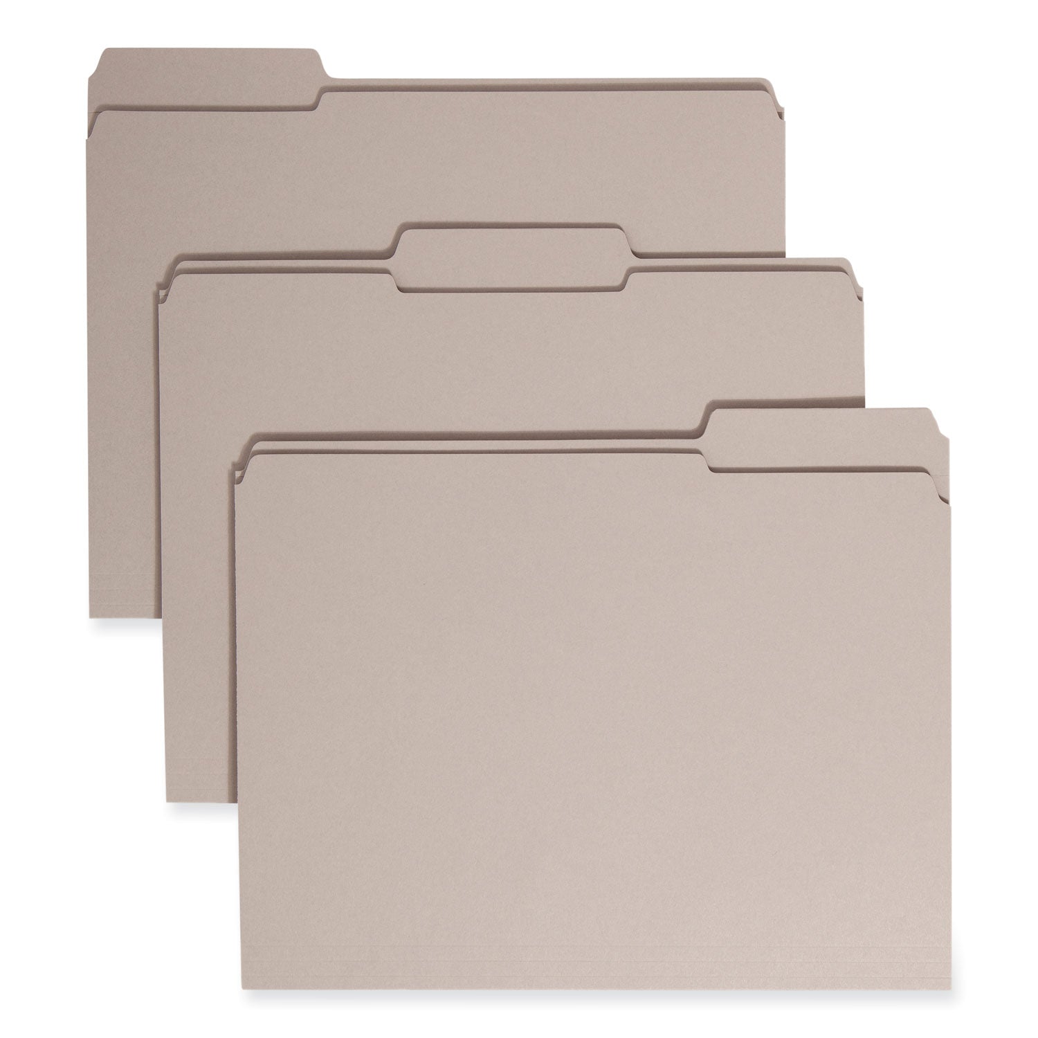 Reinforced Top Tab Colored File Folders, 1/3-Cut Tabs: Assorted, Letter Size, 0.75" Expansion, Gray, 100/Box - 