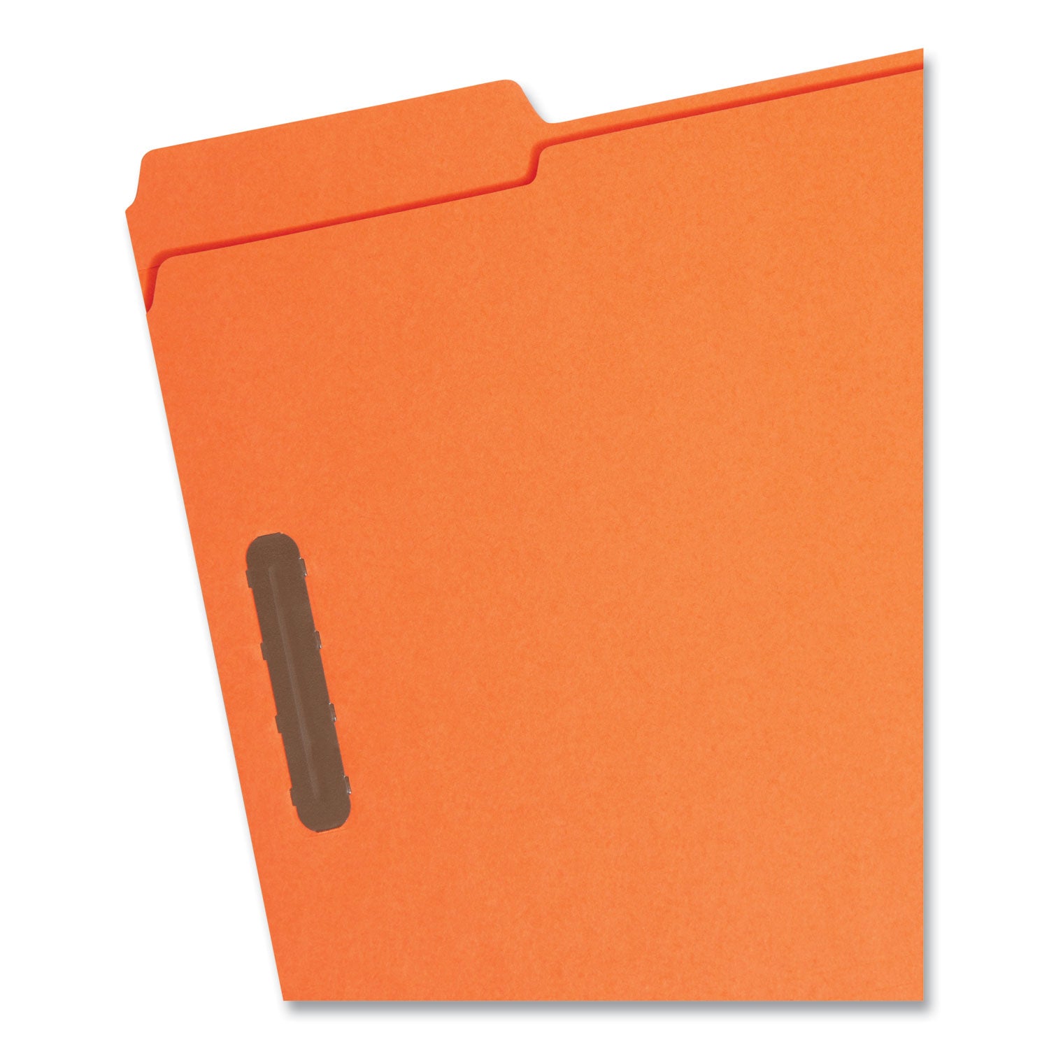Top Tab Colored Fastener Folders, 0.75" Expansion, 2 Fasteners, Letter Size, Orange Exterior, 50/Box - 